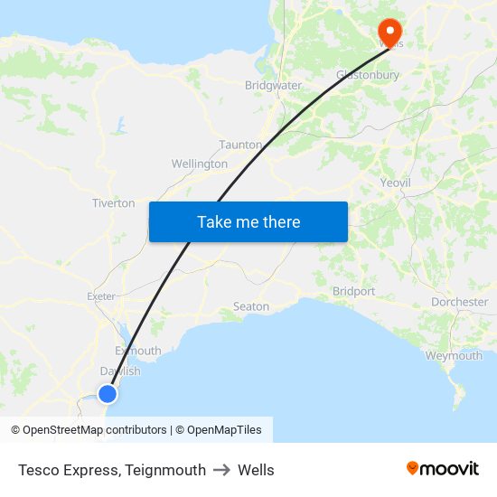 Tesco Express, Teignmouth to Wells map