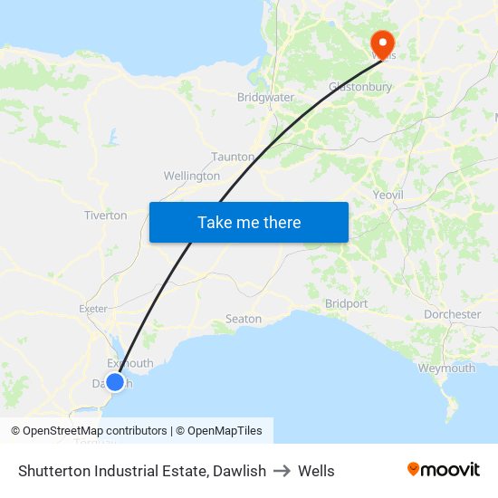 Shutterton Industrial Estate, Dawlish to Wells map