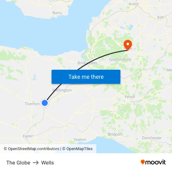 The Globe to Wells map