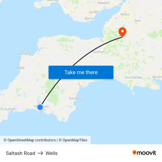 Saltash Road to Wells map