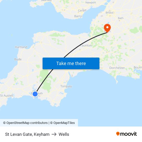 St Levan Gate, Keyham to Wells map