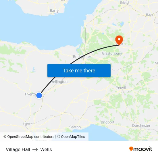 Village Hall to Wells map