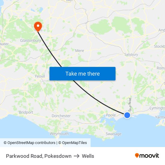 Parkwood Road, Pokesdown to Wells map