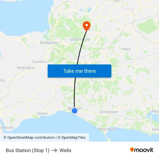 Bus Station to Wells map