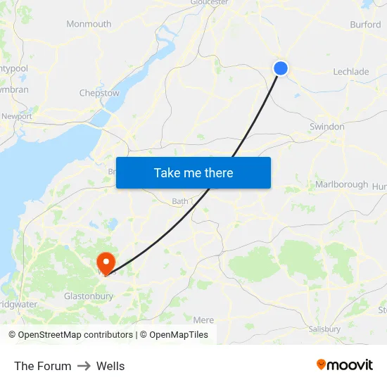 The Forum to Wells map