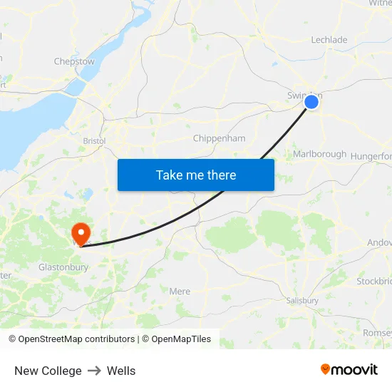 New College to Wells map