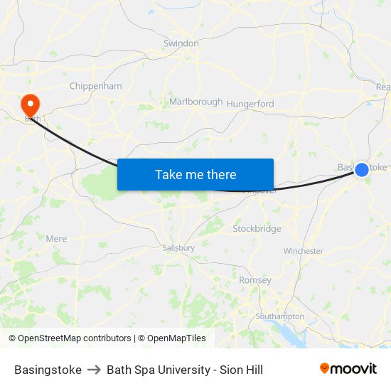 Basingstoke to Bath Spa University - Sion Hill map