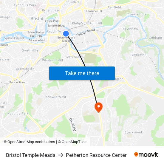 Bristol Temple Meads to Petherton Resource Center map