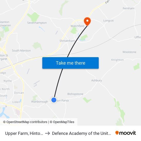 Upper Farm, Hinton Parva to Defence Academy of the United Kingdom map