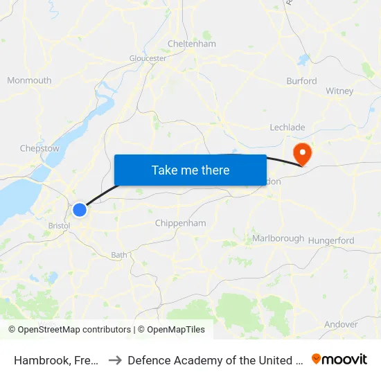 Hambrook to Defence Academy of the United Kingdom map