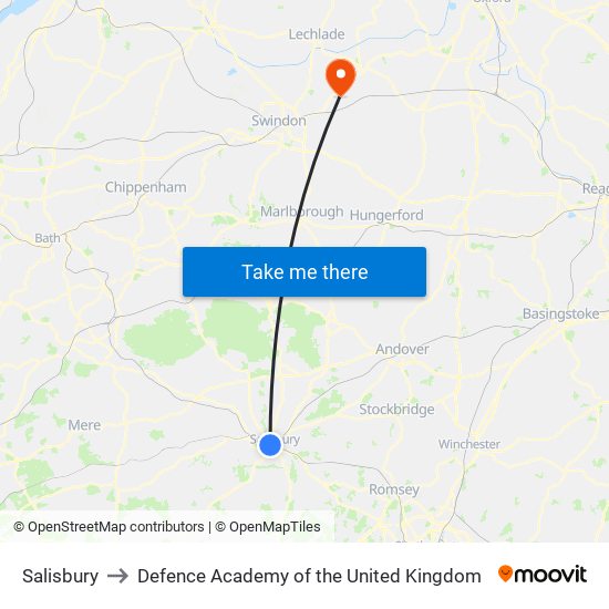 Salisbury to Defence Academy of the United Kingdom map