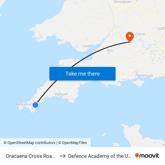 Dracaena Cross Roads, Falmouth to Defence Academy of the United Kingdom map