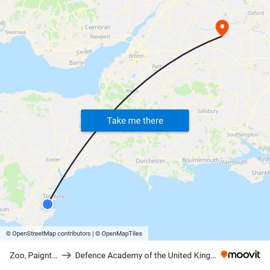 Zoo, Paignton to Defence Academy of the United Kingdom map