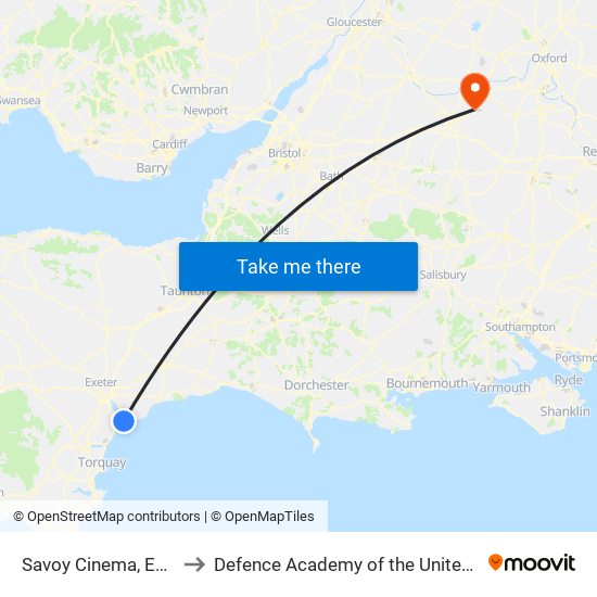 Savoy Cinema, Exmouth to Defence Academy of the United Kingdom map