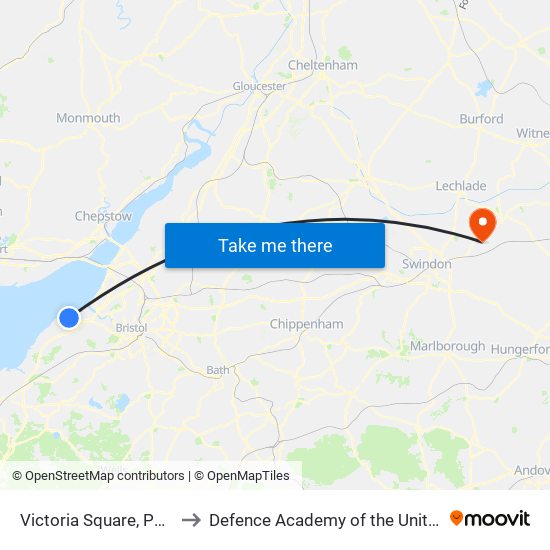 Victoria Square, Portishead to Defence Academy of the United Kingdom map