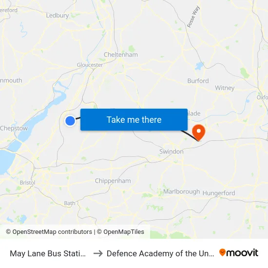 May Lane Bus Station to Defence Academy of the United Kingdom map
