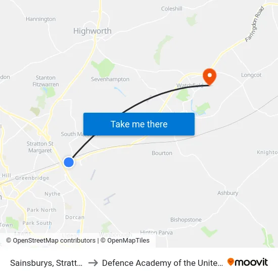 Sainsburys to Defence Academy of the United Kingdom map