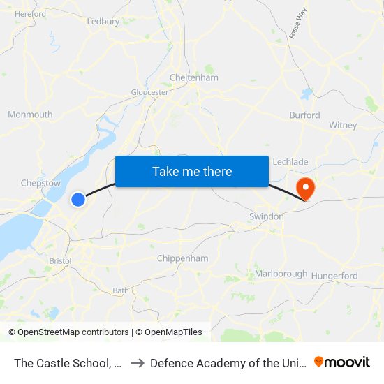 The Castle School, Thornbury to Defence Academy of the United Kingdom map