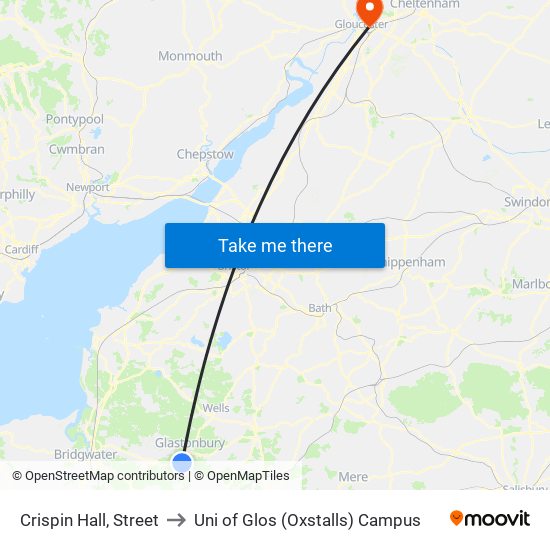 Crispin Hall, Street to Uni of Glos (Oxstalls) Campus map