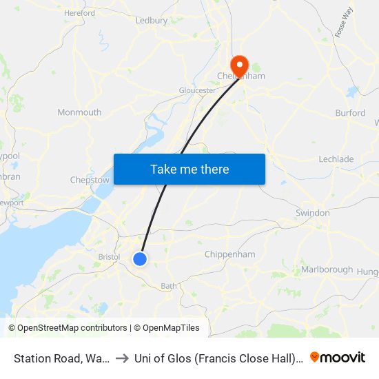 Station Road, Warmley to Uni of Glos (Francis Close Hall) Campus map