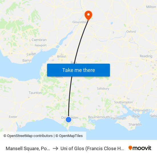 Mansell Square, Poundbury to Uni of Glos (Francis Close Hall) Campus map