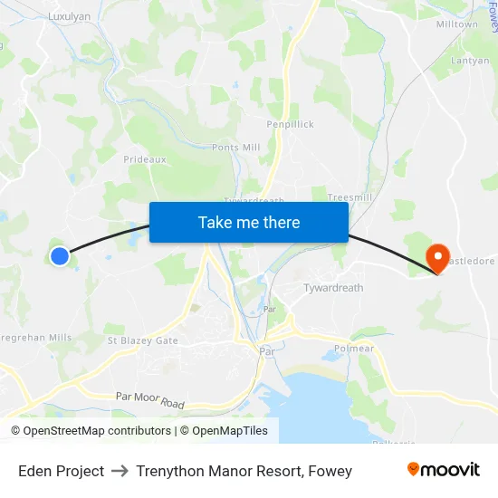 Eden Project to Trenython Manor Resort, Fowey map