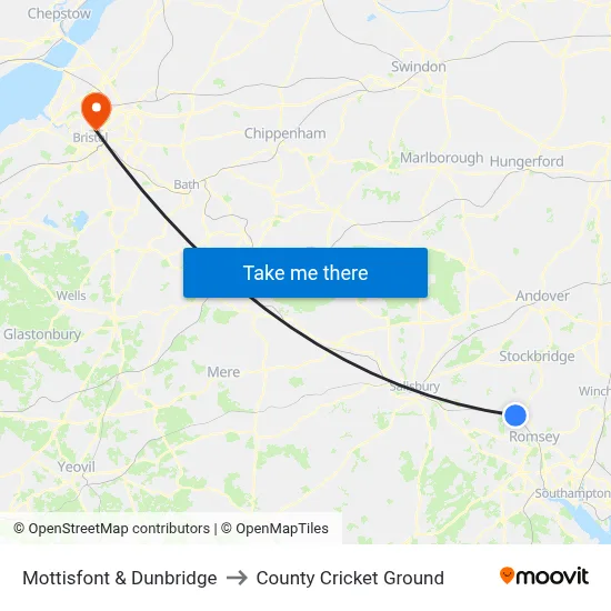Mottisfont & Dunbridge to County Cricket Ground map
