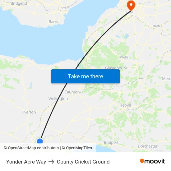 Yonder Acre Way to County Cricket Ground map