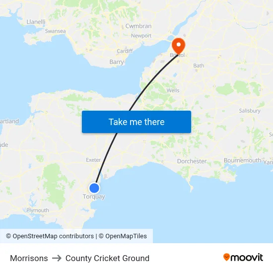 Morrisons to County Cricket Ground map
