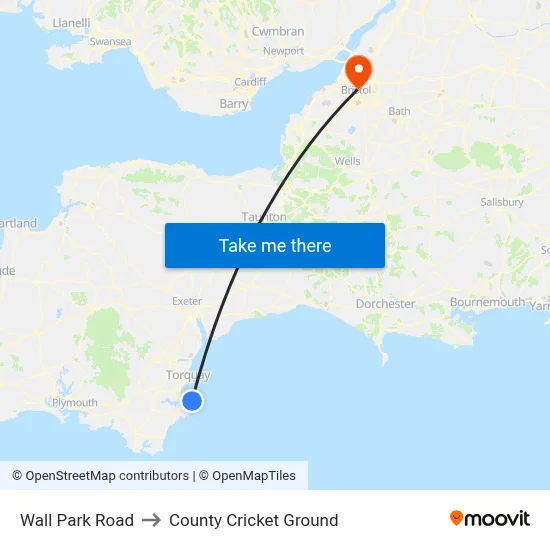 Wall Park Road to County Cricket Ground map