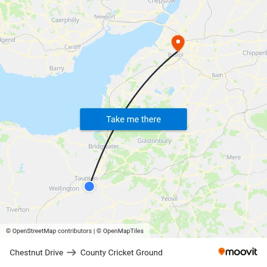 Chestnut Drive to County Cricket Ground map