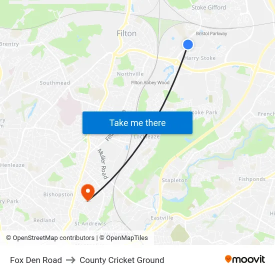 Fox Den Road to County Cricket Ground map