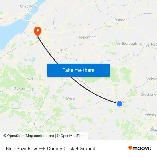 Blue Boar Row to County Cricket Ground map