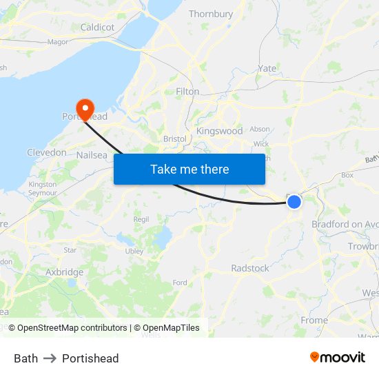 Bath to Portishead map