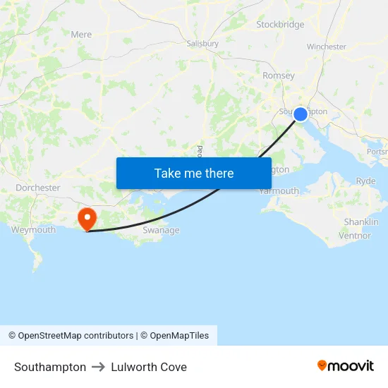 Southampton to Lulworth Cove map