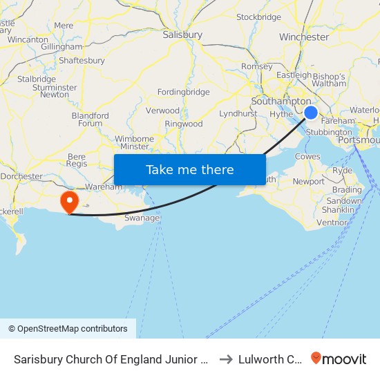 Sarisbury Church Of England Junior School to Lulworth Cove map