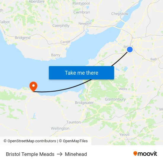 Bristol Temple Meads to Minehead map