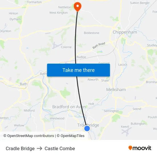 Cradle Bridge to Castle Combe map