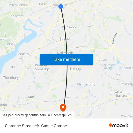 Clarence Street to Castle Combe map