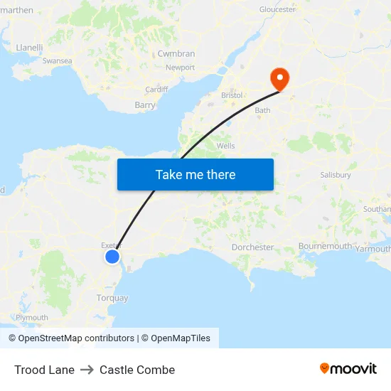 Trood Lane to Castle Combe map