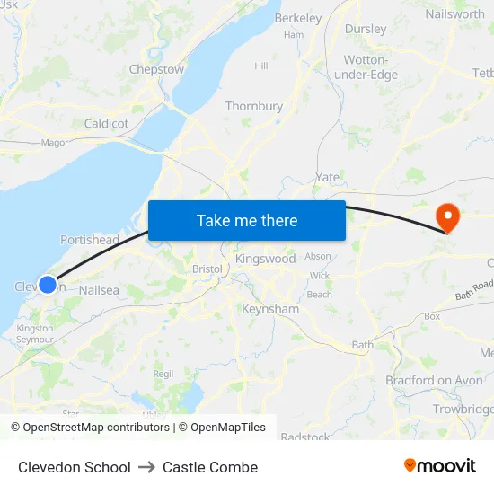 Clevedon School to Castle Combe map
