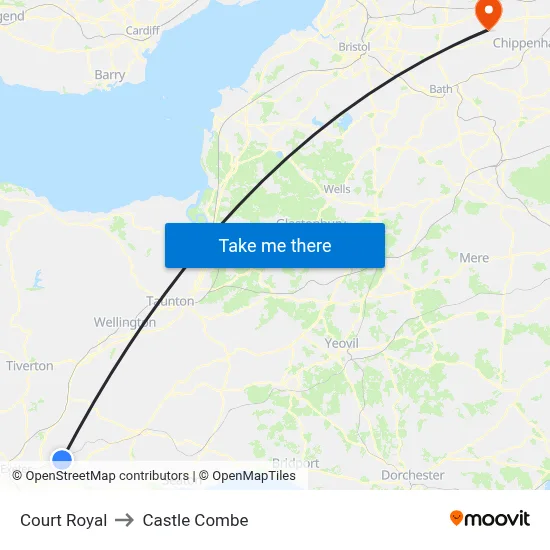 Court Royal to Castle Combe map