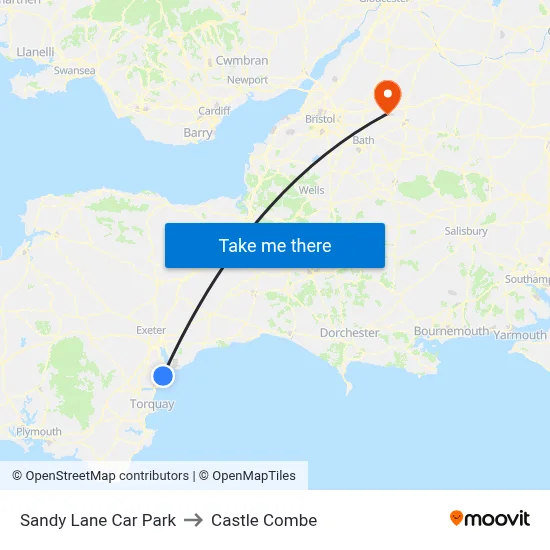 Sandy Lane Car Park to Castle Combe map
