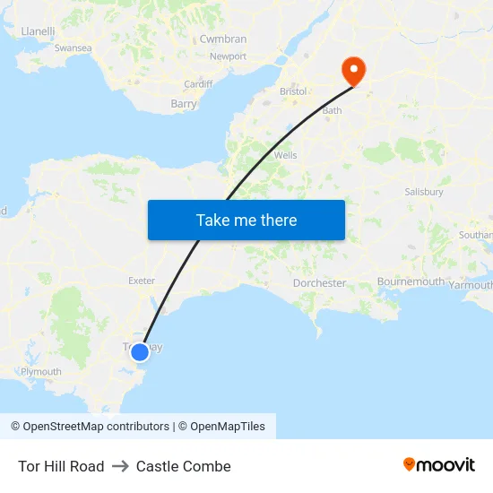 Tor Hill Road to Castle Combe map