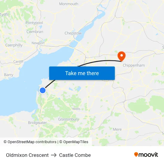 Oldmixon Crescent to Castle Combe map