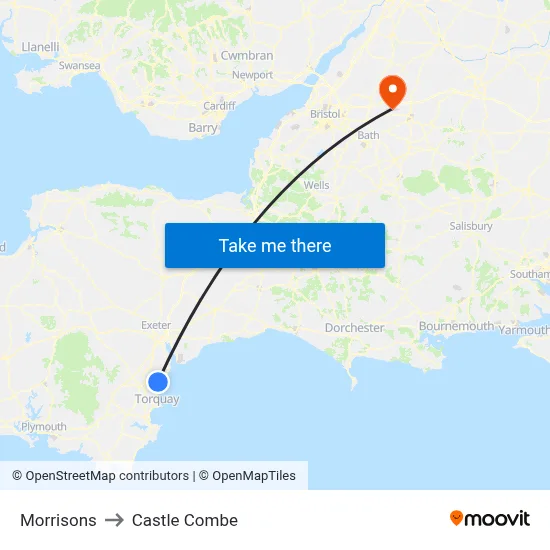 Morrisons to Castle Combe map