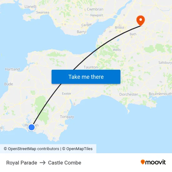 Royal Parade to Castle Combe map