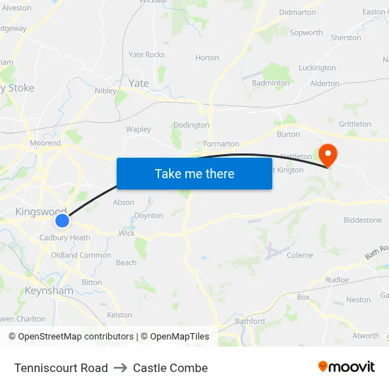 Tenniscourt Road to Castle Combe map