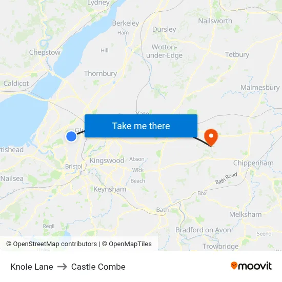 Knole Lane to Castle Combe map