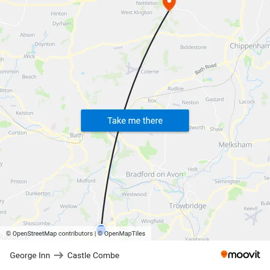 George Inn to Castle Combe map